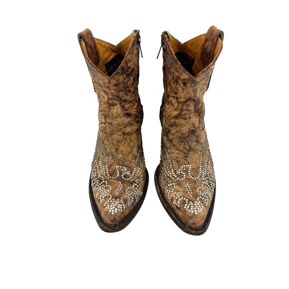 Size 7.5 Old Gringo Eagle Swarovski Crystals Snip Toe Ankle Cowboy Cowgirl Boots - Picture 4 of 14